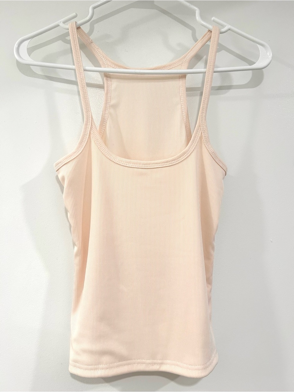 Cream Ribbed Scoop Neck Tank Top